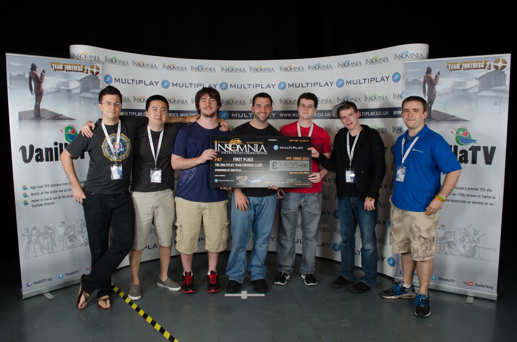 Classic Mixup, the winning team of i46. From left to right: PYYYOUR, enigma, harbleu, Platinum, TLR, and Ruwin.