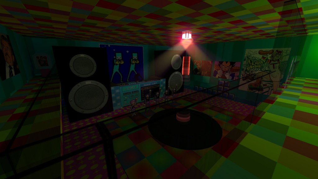 The disco room, featuring the Space Dancers from Rhythm Heaven. 