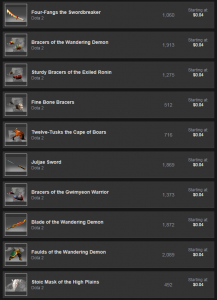 The Dota items. All of these items are at a much lower price than the TF2 items, with a much larger selection.