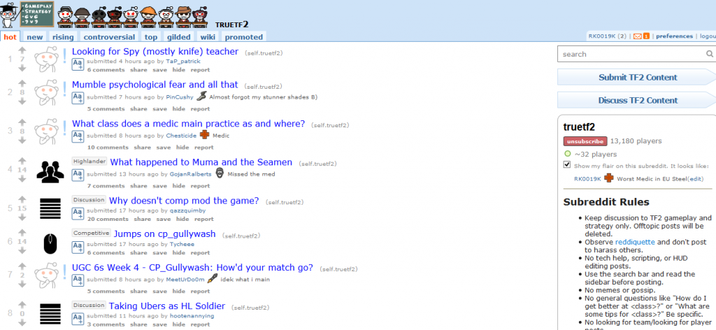 /r/TrueTF2, one of the few places on Reddit I regularly visit.