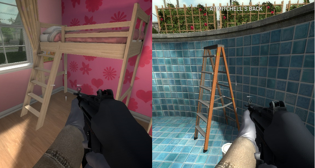 The very few ladders in the first game are tilted, meaning they require no special physics to use.