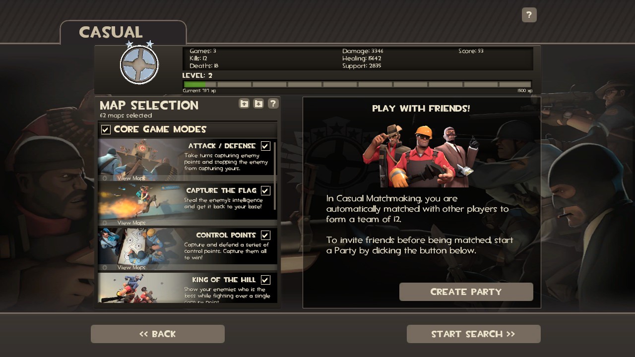 Does tf2 casual have matchmaking?