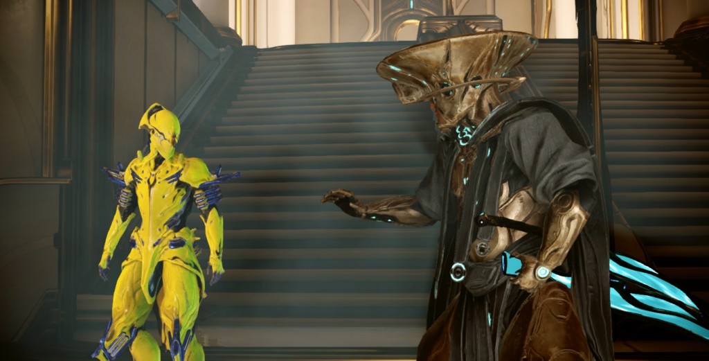 Teshin: "Wow, kid, you're so whiny." Retvik the Operator: "I hate you." Volt the Warframe: "I wish I wasn't just an empty suit."