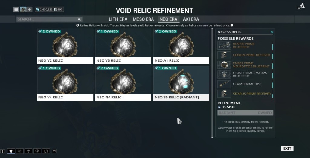 Normal relics and a relic I upgraded.