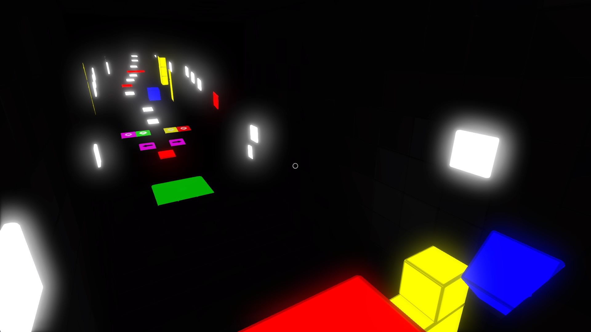 A series of puzzles in the dark with glowing blocks. Yet the blocks don't actually give off light which is stupid.