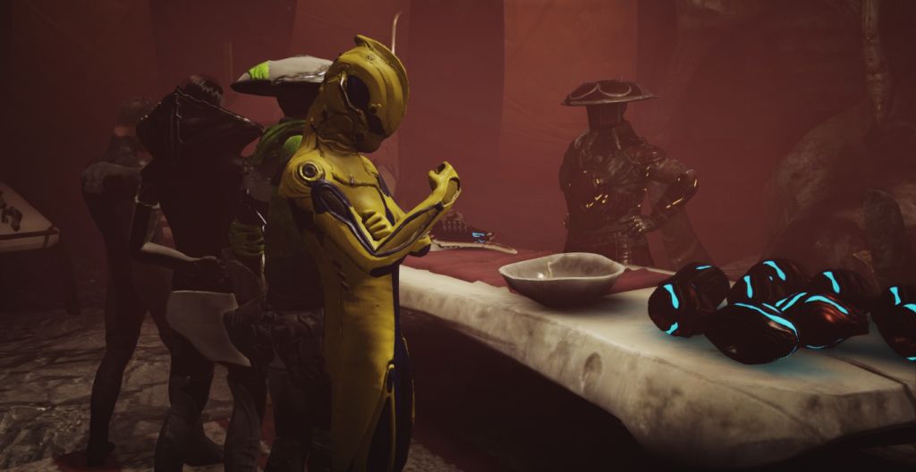 A Tenno spends cores for standing with Onkko