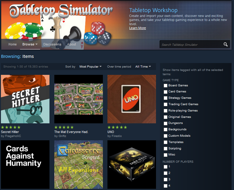 Some of the most popular mods for Tabletop Simulator