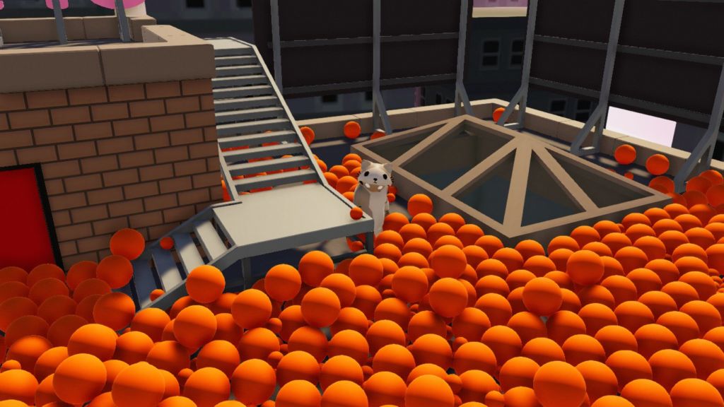 A ton of orange balls in Gang Beasts