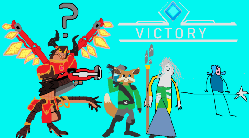 MS Paint art of Drogoz, Pip, Inara and Evie becoming more hastily drawn left to right.