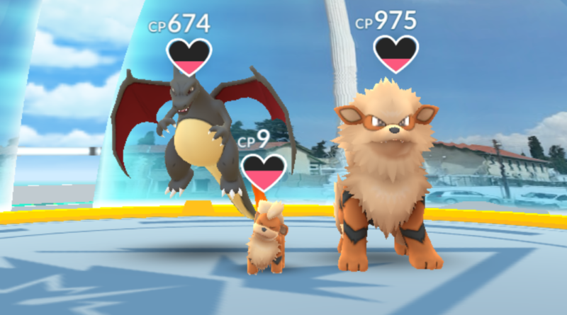 Growlithe, my third Pokemon after the default Charmander and my Ekans, was at that gym for 5 hours alongside sister's Growlithe and a stranger's Charizard.