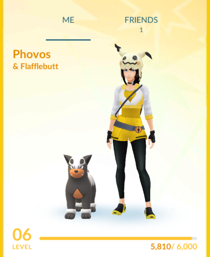 Phovos and her Houndour, called Flafflebutt.