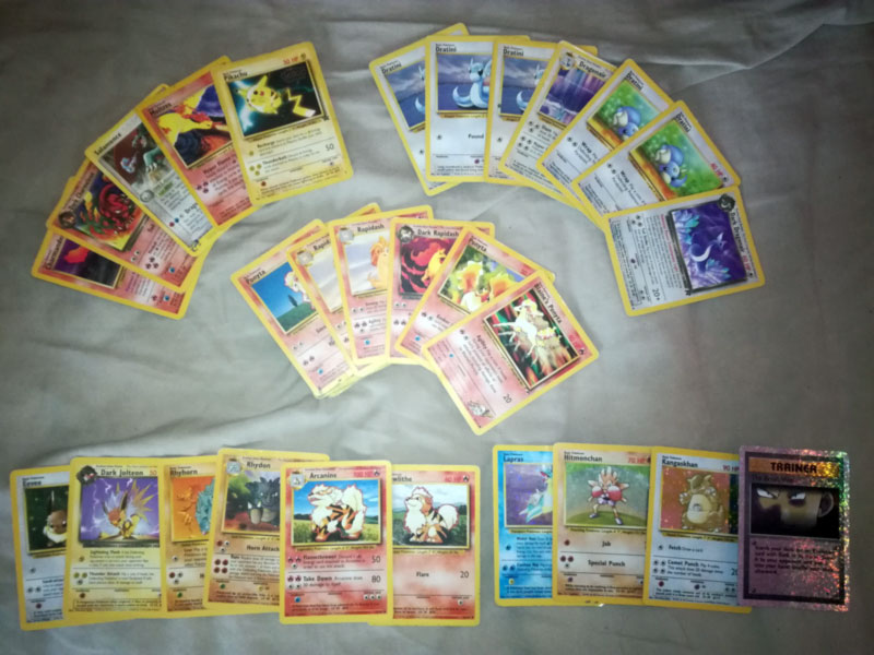 Proof that I was once a child that collected Pokemon cards. No, they're not worth anything because I was a dumb 8 year old and didn't think they'd have any value.