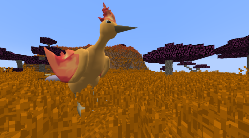 A Moltres, caught in a Pixelmon multiplayer server