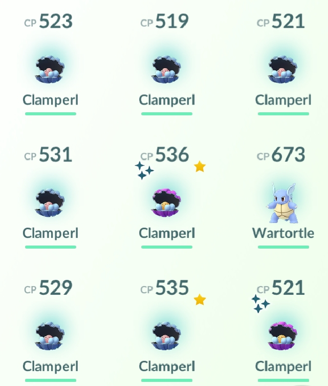 Plenty of Clamperls and also other, unusual Pokemon...