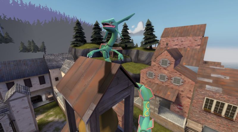 Rayquaza on a tower