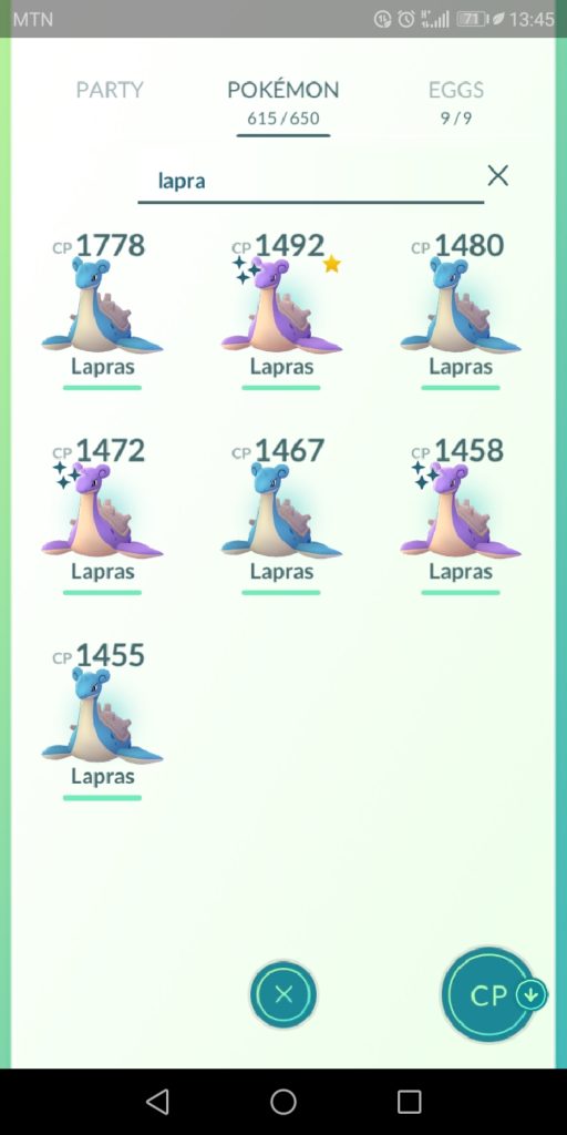 All my Lapras, plus one I had before the raid event.