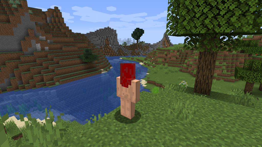 minecraft nude character staring at landscape