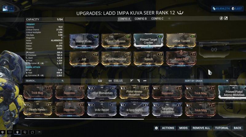 The Ladd Impa Kuva Seer with an Exilus Slot ready to be unlocked.