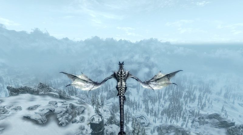 Skyrim with DynDOLOD and a dragon