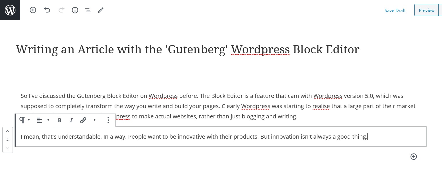 The Wordpress Block Editor