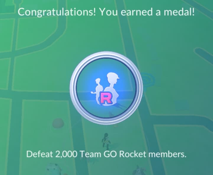 The Platinum Medal for defeating 2000 Team GO Rocket members