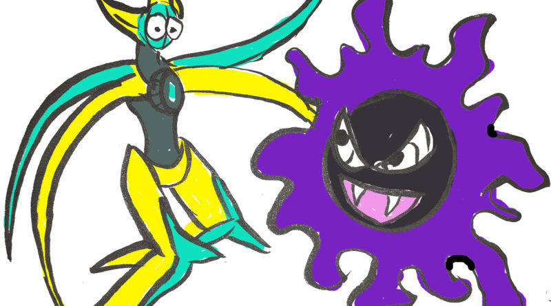 Gastly scaring an Attack Form Deoxys