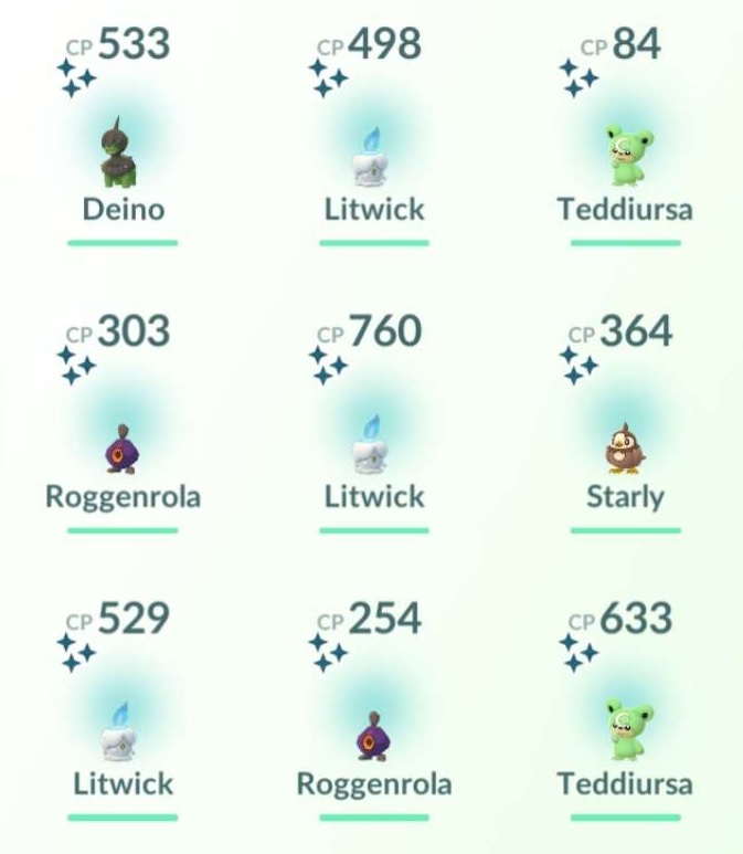 Shiny Pokemon caught during the event