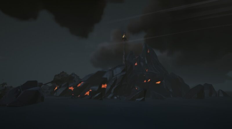 An outpost in the Roar, where volcanoes regularly use aimbot to blast fireballs at your ship