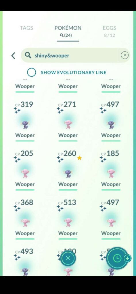A collection of shiny Woopers