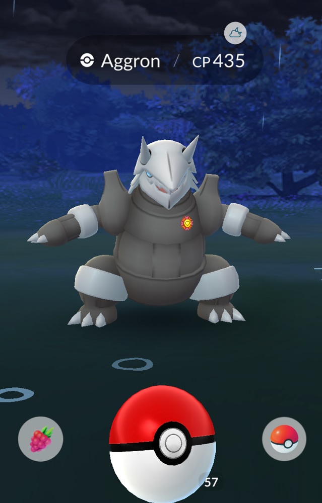 Zorua disguised as Aggron with a Best Buddy badge - screenshot by aabicus