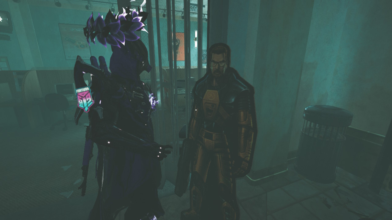 A Gordon Freeman Cardboard Cut-Out in an abandoned mall.