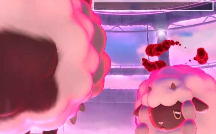 A Dynamax raid with a Dynamaxed Dubwool kicking the shit out of a Wooloo.