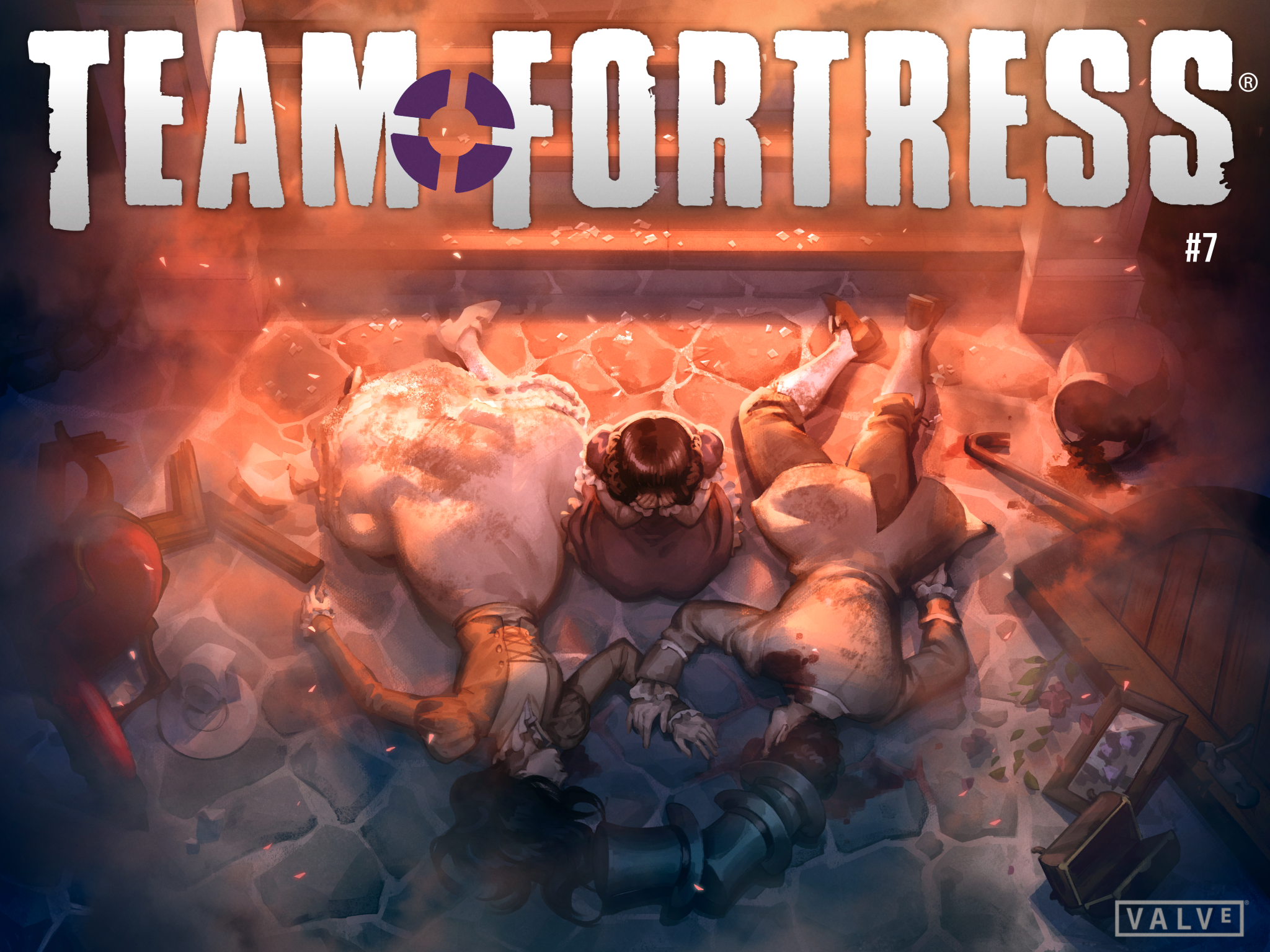 The first page of the 7th issue of the TF2 comic