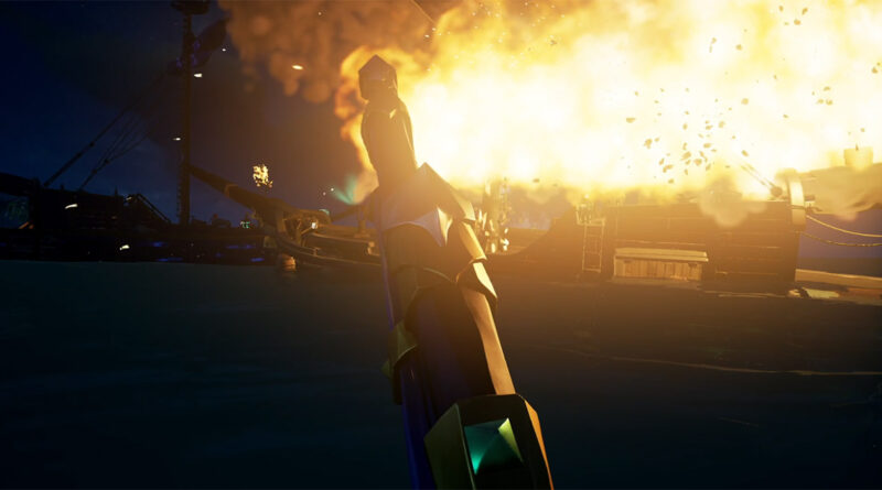 A ship being blown up. Screenshot courtesy of Bacxaber