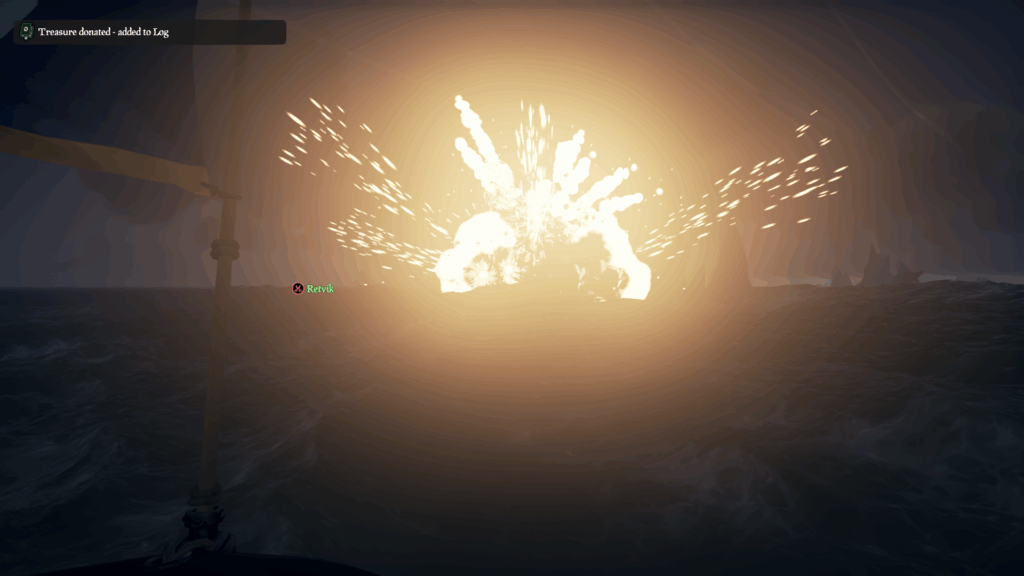 Blowing up a skelly sloop - picture by Bacxaber
